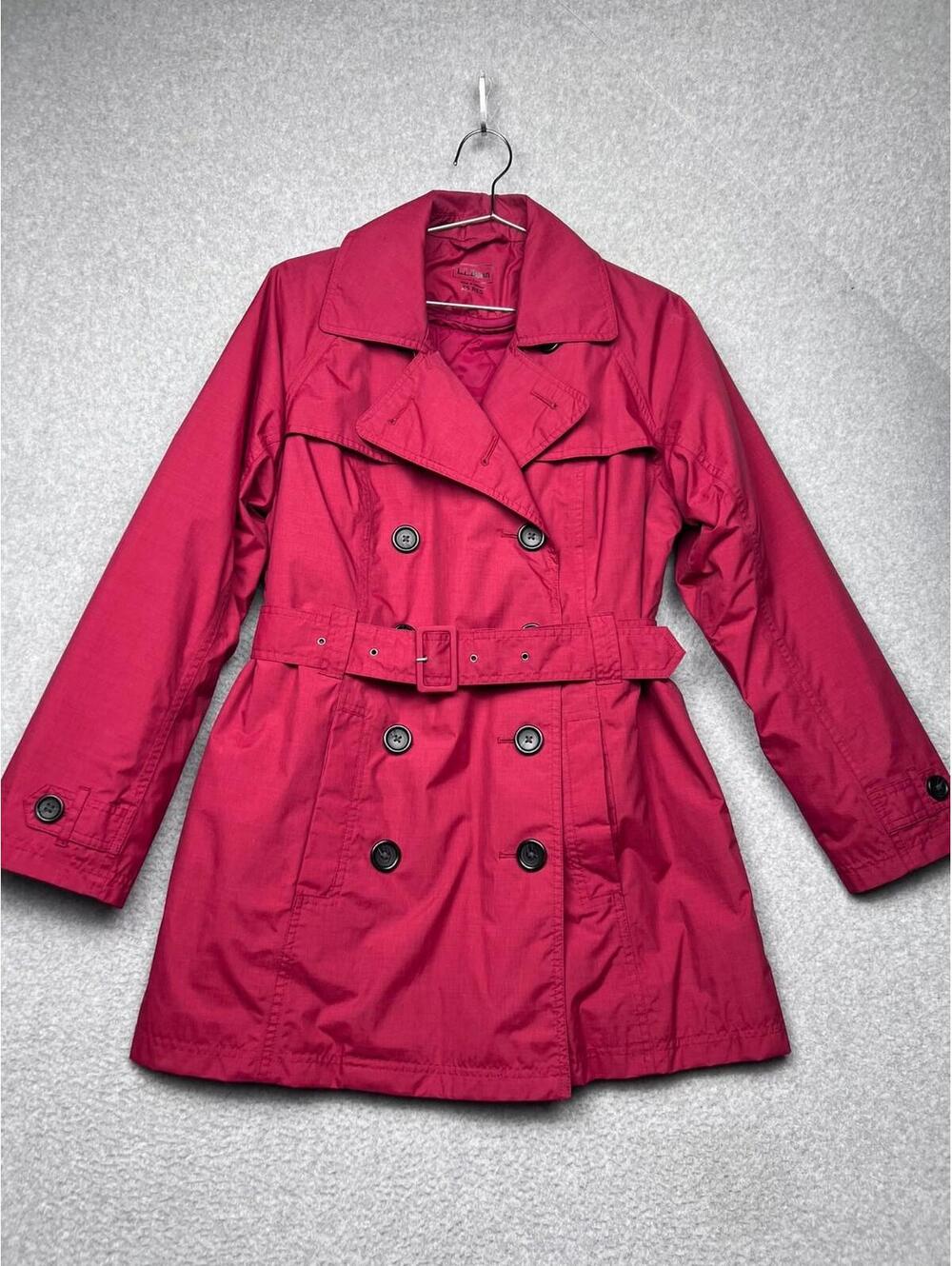 L.L.Bean Pink 3-in-1 Trench Coat Primaloft Lined Double Breasted Belted XS REG